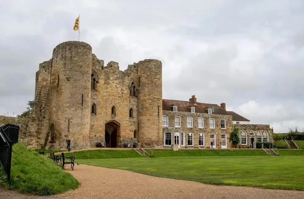 Tonbridge Castle seen across its grounds